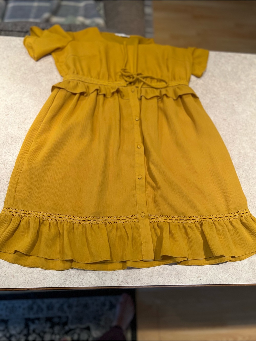 Mustard Ruffle Front-Tie - Picture 4 of 5